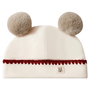 嫚熙宝贝婴儿帽子2026款男女童帽子火山小磨毛秋冬季宝宝保暖胎帽
