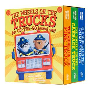 进口英文原版正版 The Wheels on the Trucks 消防车垃圾车倾卸车3册合售 Fire/Garbage/Dump 交通工具纸板书 儿童英语启蒙图画书