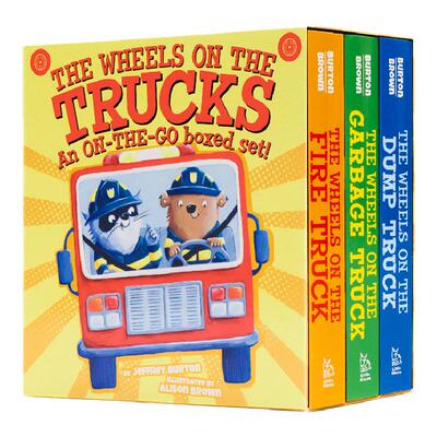 进口英文原版正版 The Wheels on the Trucks 消防车垃圾车倾卸车3册合售 Fire/Garbage/Dump 交通工具纸板书 儿童英语启蒙图画书