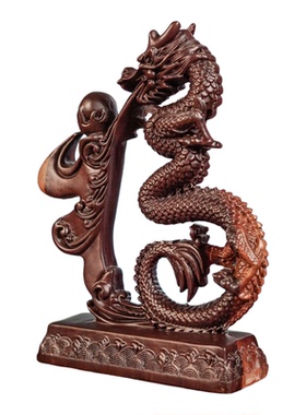 黑檀木福龙摆件实生肖家居