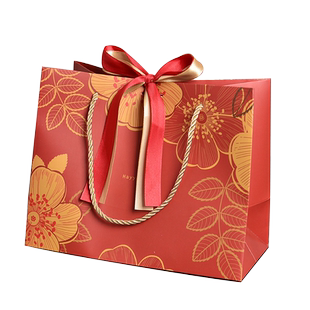 红色礼品袋年货包装袋伴手礼喜糖袋通用手提袋喜庆用品纸袋配丝带