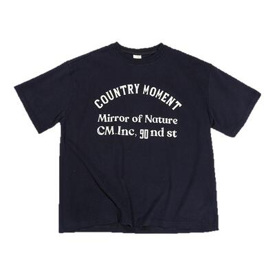 CountryMoment 亲肤磨毛纯棉短袖女美式复古印花T恤男夏宽松体恤
