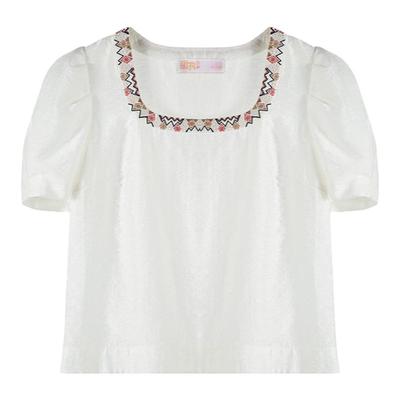 固执夏季新款中式短袖刺绣上衣女装10832TX08054