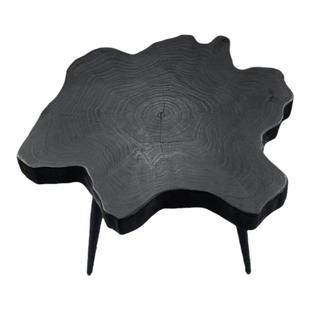 侘寂风原木碳化茶几做旧铁艺茶桌家用民宿实木小茶台客厅边几特价