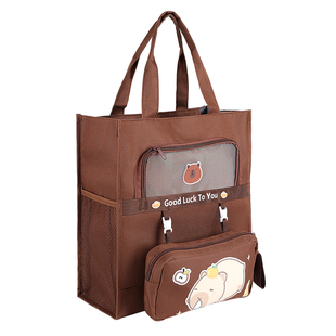 好运巴拉高颜值补习袋儿童轻便简易可拆卸手提书包学生补习班单肩补课包大容量美术袋作业卡通男女补习书包袋