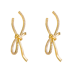 蝴蝶结耳钉ins风高级气质耳饰纯银女2026年新款潮小众设计感耳环