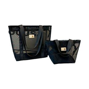 2025时尚新款网纱透明手提袋单肩包外出旅游轻便托特包洗漱包游泳