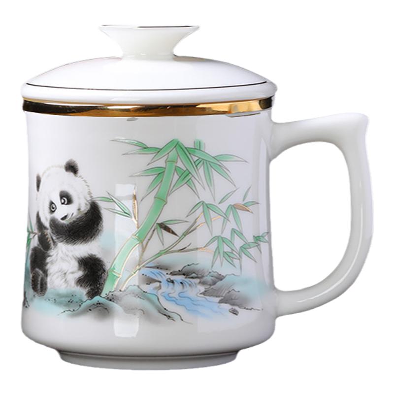 个人杯办公茶杯中式带全瓷过滤茶水分离杯茶隔杯商务定制LOGO礼装