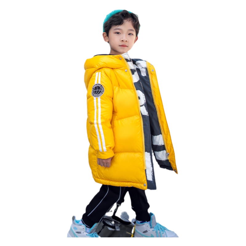 韦氏中长款加厚男女童双面羽绒服