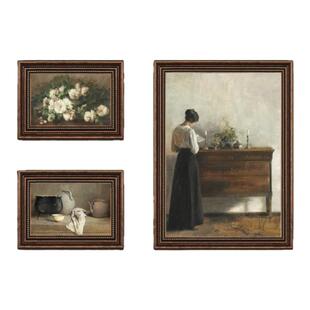 安宁与闲适】法式小众复古风客厅挂画餐厅墙画美式装饰画组合壁画