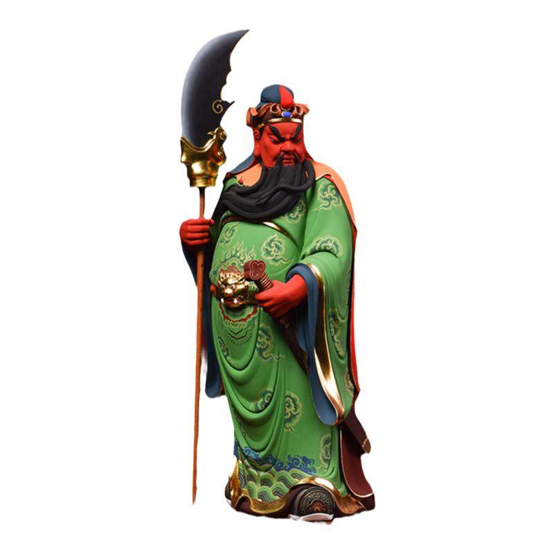 戴玉堂陶瓷摆件《极彩立刀关公神像》林建平佛像武财神家居装饰品