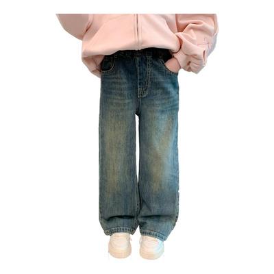 贝田长裤女童时髦洋气牛仔裤
