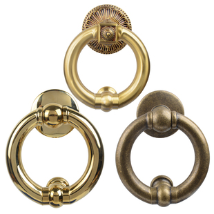 铜道中人黄铜复古中式敲门器仿古铜门圆环大门鼻老式金色木门拉手