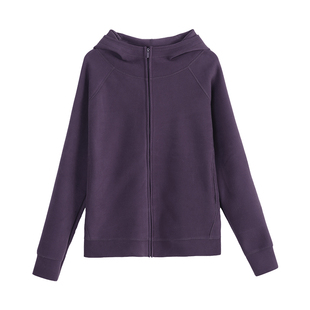 云上生活【酱紫外套】连帽短款拉链开衫复合细密绒秋冬外套上衣女