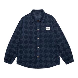 Ed Hardy X2025新款秋季男女同款满印提花休闲水洗牛仔衬衫外套潮