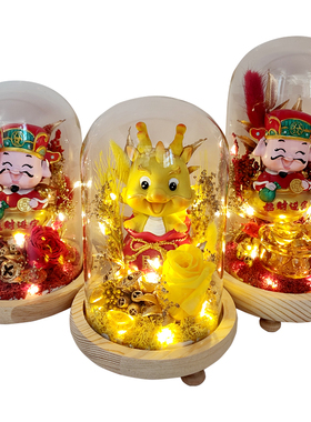 DIY永生花玻璃罩材料包财爷金龙