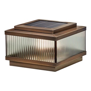 全铜太阳能柱头灯户外庭院灯简约防水别墅围墙灯柱子灯花园门柱灯