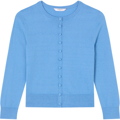 LK BENNETT蓝色针织开衫女2025秋新款圆领修身显瘦上衣百搭短外套