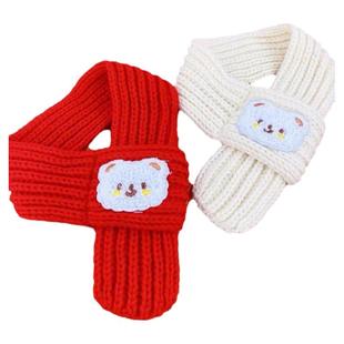 猫咪围脖围巾秋冬季狗狗口水巾新年红色小围巾可爱佩戴编织装饰品