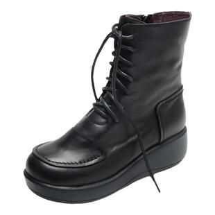 一席之地妈妈靴子女冬中筒靴加绒保暖棉鞋大码平底防滑中年人短靴