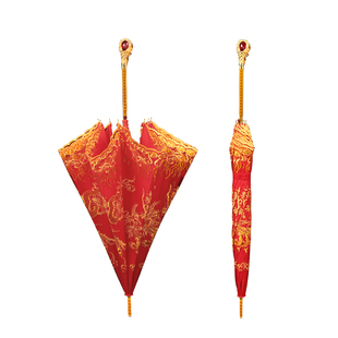 新娘结婚红色雨伞婚礼伞喜伞复古刺绣中式长柄出嫁接亲陪嫁轻奢伞