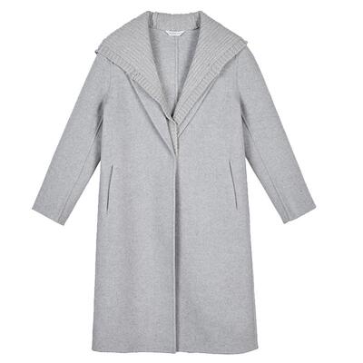 s.deer针织拼接毛呢大衣