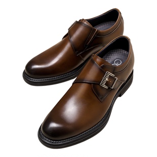 高哥增高皮鞋商务正装鞋子冬季头层牛皮男鞋新款内增高孟克鞋男