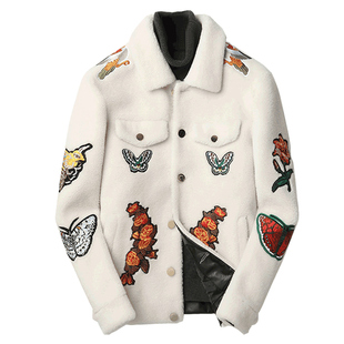 皮毛一体男式海宁皮草羊剪绒短款夹克羊羔毛大衣潮冬季羽绒服外套