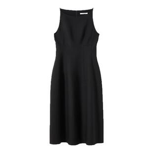 朗姿2025年夏季新款优雅一字领无袖连衣裙女高级感法式修身收腰裙