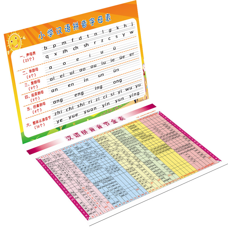 小学语文汉语拼音大全声母韵母学习卡片整体认读音节全表发音规则
