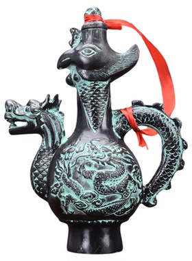 青铜器仿古风汉婚龙凤呈祥摆件