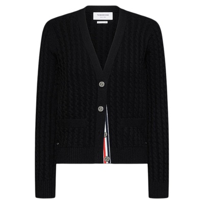 [24期免息][冬季新品]THOM BROWNE  女士V领羊绒绞花针织开衫