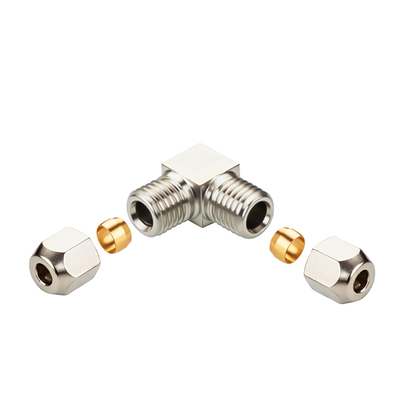 铜镀镍双头卡套弯头接头6接头