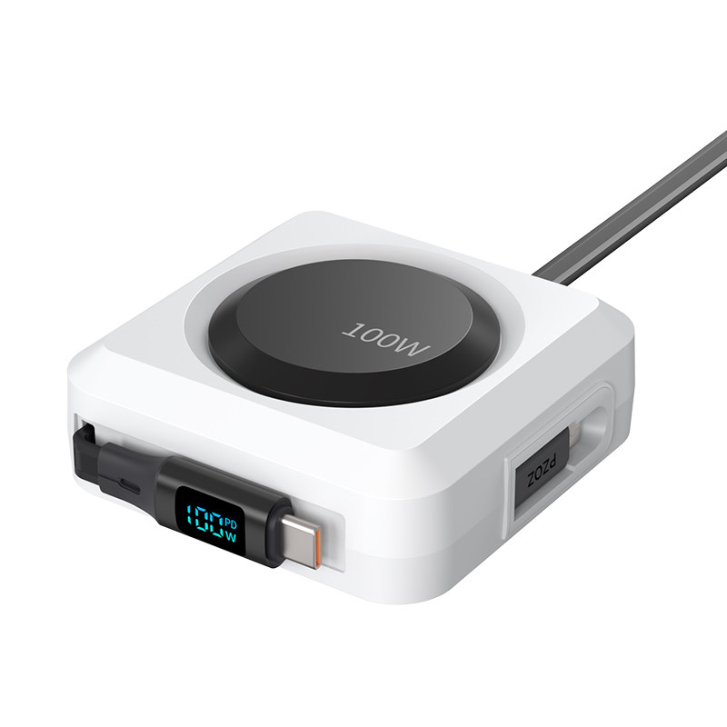 PZOZ适用苹果18华为手机数显伸缩数据线iphone车载ctoc充电线桌面收纳固定抽拉多接口快充器typec转ligh