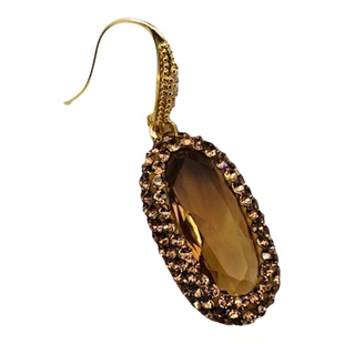 咖色系椭圆捷克钻开口苏丹石戒指耳环项链三件套装女款热销排钻