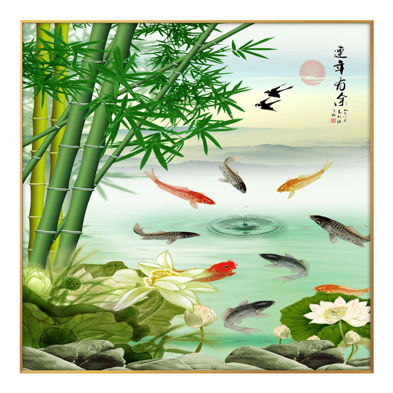 竹报平安挂画玄关走廊风水竹子画