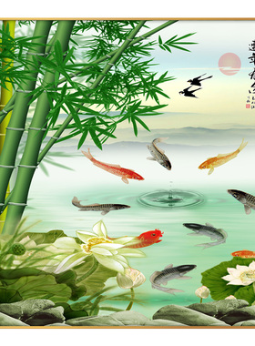 竹报平安挂画玄关走廊风水竹子画