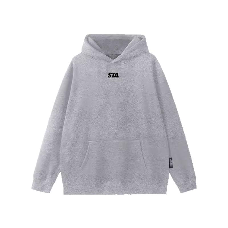 STA 国潮基础小logo图案印花连帽卫衣男女秋冬季美式重磅情侣帽衫