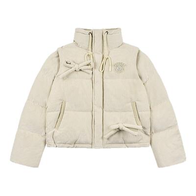 GOODBAI athletic学院logo贴布绣蝴蝶结高领两穿羽绒服外套