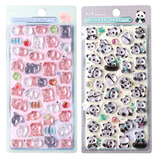 日系可爱动物3D立体水晶浮雕贴纸sticker萌趣卡通手机壳装饰贴画