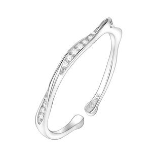 925纯银莫比乌斯环戒指女小众设计ins简约素圈食指戒子可调节指环