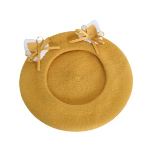 日系lolita少女蝴蝶结猫耳贝雷帽萌甜美可爱蓓蕾帽子秋冬季猫耳帽