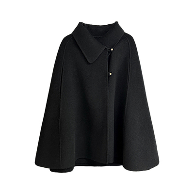 昭和千金黑色斗篷大衣