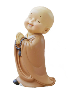 小弥勒佛摆件禅意佛像客厅装饰品古风小和尚迷你笑佛人物盆景雕像
