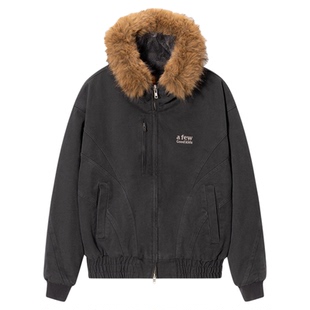 AFGK25FW座山雕基础毛领开衫连帽外套男女美式高街休闲设计感上衣