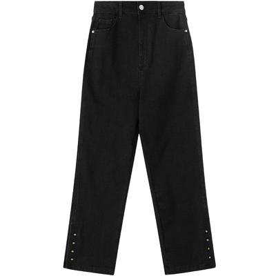 LAGOGO温暖加绒直筒百搭牛仔裤