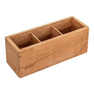 樱桃木桌面收纳盒实木化妆刷收纳笔筒茶几遥控器大容量收纳筒