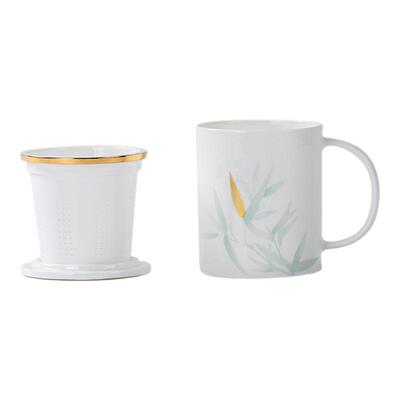 高淳陶瓷中式骨瓷拂竹锦流滤茶杯