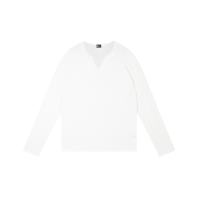 oneup华夫格v领长袖T恤