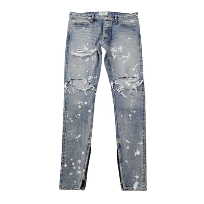 FOG油漆泼墨破洞牛仔裤